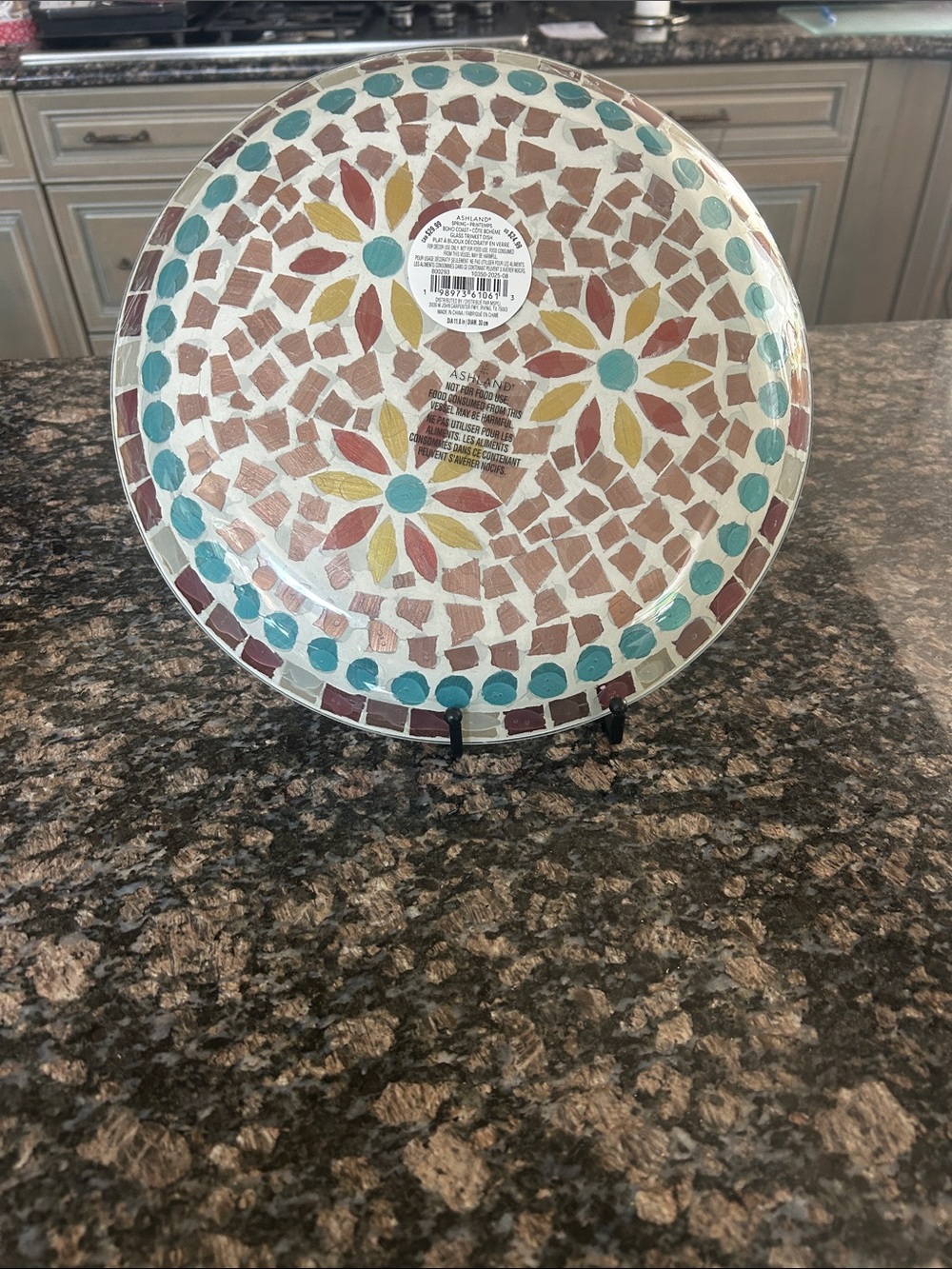 ASHLAND BOHO COAST MOSAIC GLASS TRINKET DISH  11.8"NWT - Picture 4 of 5